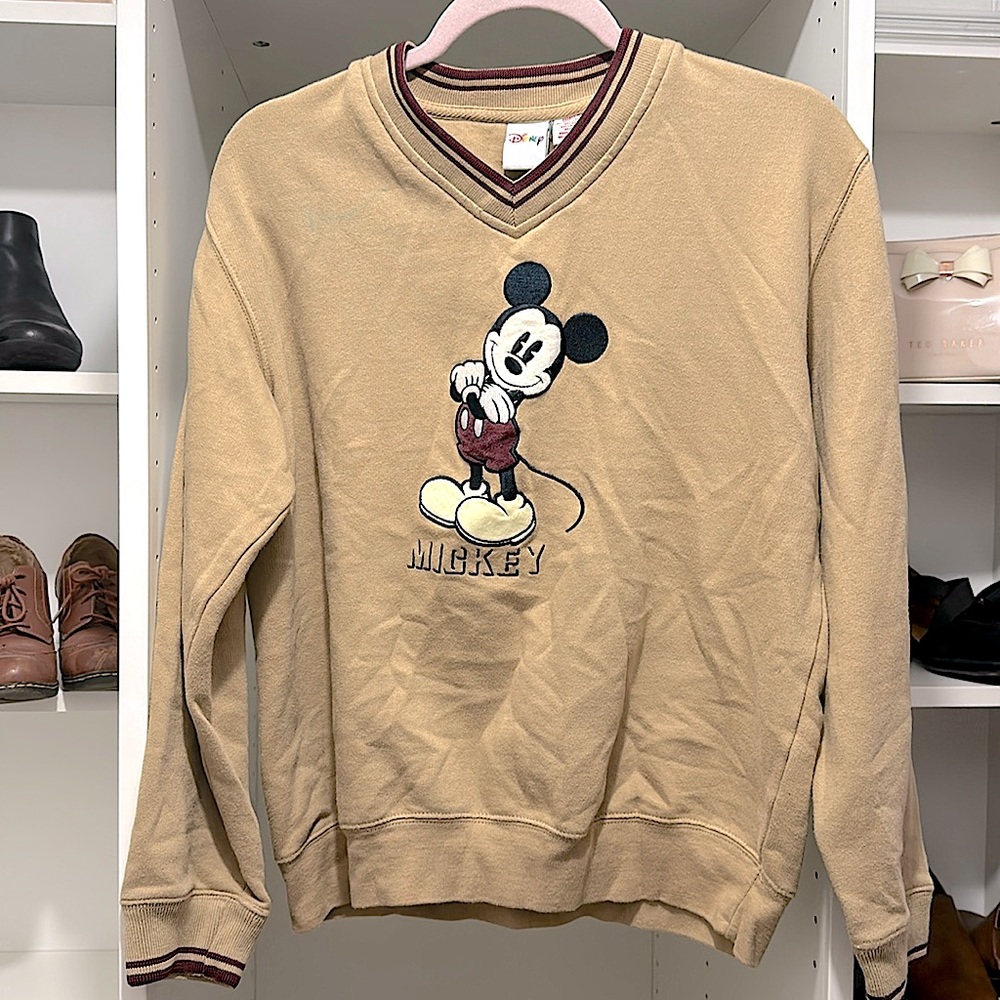 MICKEY MOUSE Sweatshirt, VINTAGE Disney, unisex, tan, maroon, black, white, cute